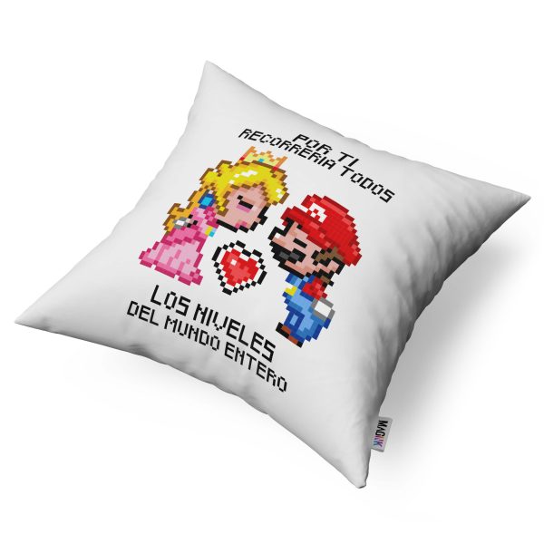 Cojín Mario y Peach en pixeles - Imagen 2