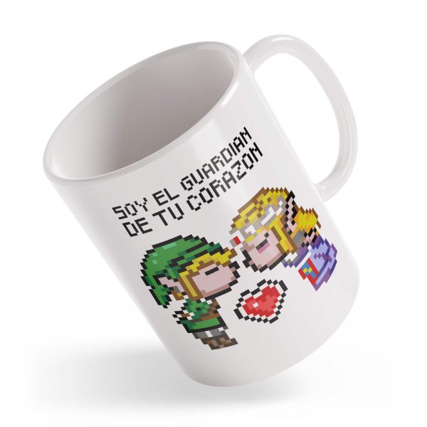 Taza Link y Princesa Zelda en pixeles